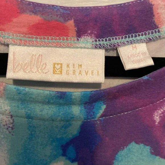 Belle by Kim Gravel 3/4 Sleeve Watercolor Print Tunic Top, Medium - Picture 5 of 8